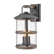 Hinkley Lighting Lakehouse 3 Light 20" Tall Open Air Outdoor Wall Sconce Aged Zinc / Driftwood Grey
