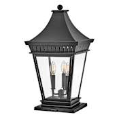 Hinkley Lighting Chapel Hill 3 Light 24" Tall Post Light Museum Black
