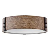 Hinkley Lighting Sawyer 3 Light 15" Wide Outdoor Flush Mount Drum Ceiling Fixture with LED Bulbs Included Sequoia / Iron Rust