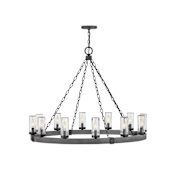 Hinkley Lighting Sawyer 12 Light 38" Wide Open Air Outdoor Ring Chandelier Aged Zinc