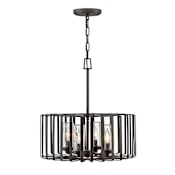 Hinkley Lighting Reid 12v 14w 4 Light 18" Wide Open Air LED Outdoor Taper Candle Chandelier Brushed Graphite
