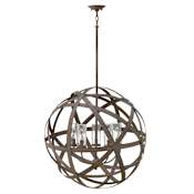 Hinkley Lighting Carson 120v 5 Light 26-1/4" Tall Cage Outdoor Open Air Chandelier Vintage Iron