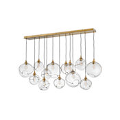 Hinkley Lighting Skye 13 Light 60" Wide Linear Pendant with Glass Shades Heritage Brass