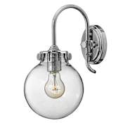 Hinkley Lighting 1 Light Indoor Wall Sconce with Clear Globe Shade from the Congress Collection Chrome