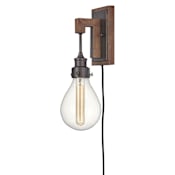 Hinkley Lighting Denton Single Light 16" Tall LED Plug-In Wall Sconce Industrial Iron / Vintage Walnut