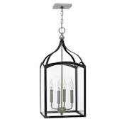 Hinkley Lighting Clarendon 4 Light 12" Wide Full Sized Lantern Pendant with Clear Glass Panels Aged Zinc