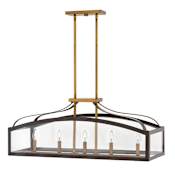 Hinkley Lighting Clarendon 5 Light 36" Wide Chandelier with Clear Glass Panels Bronze