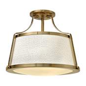 Hinkley Lighting Charlotte 1 Light 16" Wide Semi-Flush Ceiling Fixture with Fabric Shade Brushed Caramel
