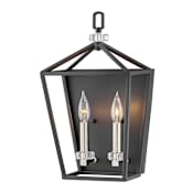 Hinkley Lighting 2 Light 17" Tall Wall Sconce with Crystal Accents Black / Polished Nickel