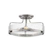Hinkley Lighting Harper 3 Light 18" Wide Semi-Flush Ceiling Fixture with Clear Seedy Glass Shades Brushed Nickel
