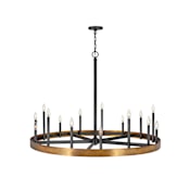 Hinkley Lighting Wells 15 Light 45" Wide Taper Candle Style Chandelier Weathered Brass
