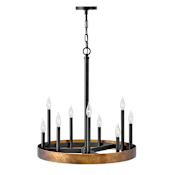 Hinkley Lighting Wells 9 Light 24" Wide Chandelier Weathered Brass / Black