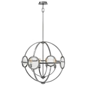 Hinkley Lighting 4 Light 1 Tier Globe Chandelier with Clear Disk Shades from the Fulham Collection Polished Antique Nickel