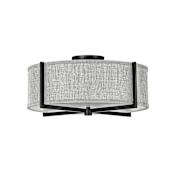 Hinkley Lighting Axis 20" Wide Galerie Semi-Flush Ceiling Fixture with Heathered Grey Linen Shade Black