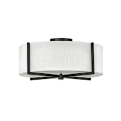Hinkley Lighting Axis 20" Wide Galerie Semi-Flush Ceiling Fixture with Off White Fabric Shade Black