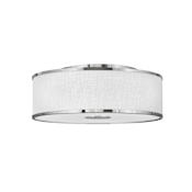 Hinkley Lighting Halo 24" Wide Galerie Semi-Flush Ceiling Fixture with Off White Linen Shade Brushed Nickel
