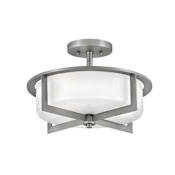 Hinkley Lighting Baxley 3 Light 15" Wide Semi-Flush Drum Ceiling Fixture Antique Nickel