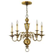 Hinkley Lighting Cambridge 5 Light 25.25" Wide 1 Tier Candle Style Chandelier Burnished Brass
