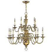 Hinkley Lighting Cambridge 15 Light 2 Tier Candle Style Chandelier Burnished Brass
