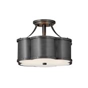 Hinkley Lighting Chance 14" Wide Semi-Flush Ceiling Fixture Blackened Brass