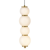 Hinkley Lighting Trigo 6" Wide LED Mini Pendant with Etched Opal Glass Shades Lacquered Brass