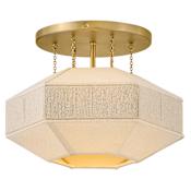Hinkley Lighting Lyla 15" Wide Semi-Flush Ceiling Fixture with Linen Shade Lacquered Brass