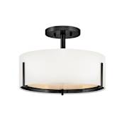 Hinkley Lighting Halle 3 Light 15" Wide Semi-Flush Drum Ceiling Fixture Black