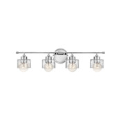 Hinkley Lighting Maeve 4 Light 30" Wide Bathroom Vanity Light with Crackle Glass Shades Chrome
