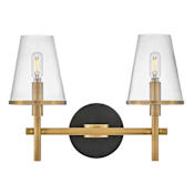 Hinkley Lighting Marten 2 Light 15" Wide Vanity Light with Clear Glass Shades Heritage Brass