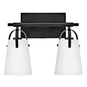 Hinkley Lighting Foster 2 Light 14" Wide Vanity Light with Etched Opal Glass Black