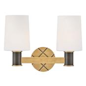 Hinkley Lighting Declan 2 Light 15" Wide Vanity Light with Etched Opal Glass Heritage Brass / Black Oxide