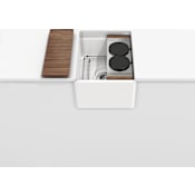 Home Refinements by Julien Fira 15" Undermount Single Basin Fireclay Kitchen Sink with Basin Rack and Cutting Board Gloss White