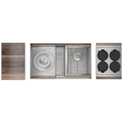 Home Refinements by Julien Smart Station 32-1/2" Undermount Double Basin Stainless Steel Kitchen Sink with Basin Rack, Colander, Cutting Board and Drain Board Stainless Steel