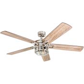 Honeywell Ceiling Fans Bonterra 52" 5 Blade Indoor LED Ceiling Fan Brushed Nickel