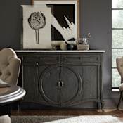 Hooker Furniture Melange 62" Wide Designer Living Room Credenza Media Console with Cabriole Legs Painted Charcoal