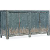Hooker Furniture Boheme 61" Wide 4 Door Belgian Rustic Media Cabinet Console Distressed Antique Blue