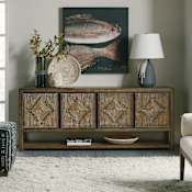 Hooker Furniture Sundance 80" Wide Tropical Beach Reeded Front Luxury Entertainment Media TV Console Cliffside Brown
