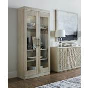 Hooker Furniture Cascade Luxury Designer 37" Wide Casual Modern Display Cabinet with Tempered Glass Doors and Interior Touch Light Terrain Taupe