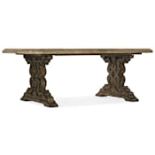 Hooker Furniture Le Vieux 86"W Rustic Luxury Formal Double Pedestal Dining Table w/ (2) 18" Leaves from La Grange Flemish Barnwood