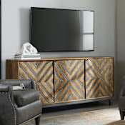Hooker Furniture Serramonte 69" W Chevron Style Mango Wood with German Silver Inlay Home Entertainment Media TV Console Medium Chevron
