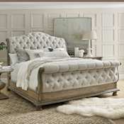 Hooker Furniture Castella 86" Wide California King Grand Classic European Upholstered Tufted Sleigh Bed Antique Slate