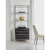 Hooker Furniture Melange Ford 80" x 33" Modern Industrial Home Office Bookcase Display Shelving Ebony / Stainless Steel