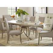 Hooker Furniture Elixir 80" to 100" Casual Modern Dining Table with Soft Herringbone Top and (1) 20" Leaf Serene Gray Beige