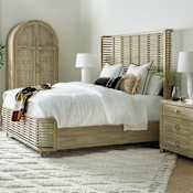Hooker Furniture Surfrider 81" Wide California King Coastal Tropical Luxury Cane and Jute Panel Bed Frame Driftwood