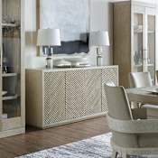 Hooker Furniture Cascade 72"  Wide Modern Luxury Sideboard Buffet Credenza Cabinet with Reeded Front Terrain Taupe