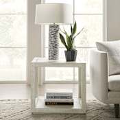 Hooker Furniture Cascade 26" Square Casual Luxury Open Concept End Table with Burlap Accent Pebble Beach Burlap