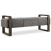 Hooker Furniture Curata 60 Inch Wide Rubberwood Framed Polyester Bench Midnight Brown / Edward Graphite