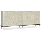 Hooker Furniture 76" Wide Poplar Media Center from the Corinth Collection Creamy White Capiz