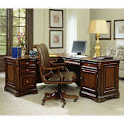 Hooker Furniture 68-1/4 Inch Wide Hardwood Executive Desk from the Brookhaven Collection Medium Brown