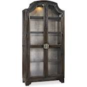 Hooker Furniture 44 Inch Wide Oak Wood Display Cabinet from the Sanctuary Collection Distressed Ebony with Silver